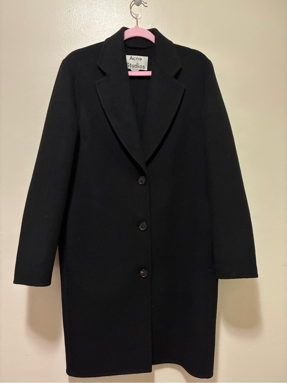 Acne Studios Black Wool Pea Coat